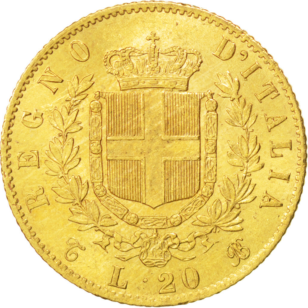 Italie, Victor Emmanuel II, 20 Lire, 1865 T, Turin, KM 10.1