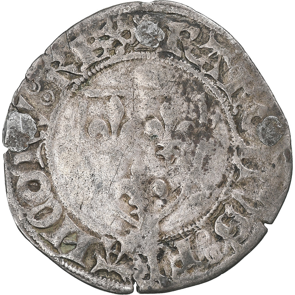 Frankrijk, Charles VI, Blanc Guénar, Saint-Lô, FR+, Billon, Duplessy:377A