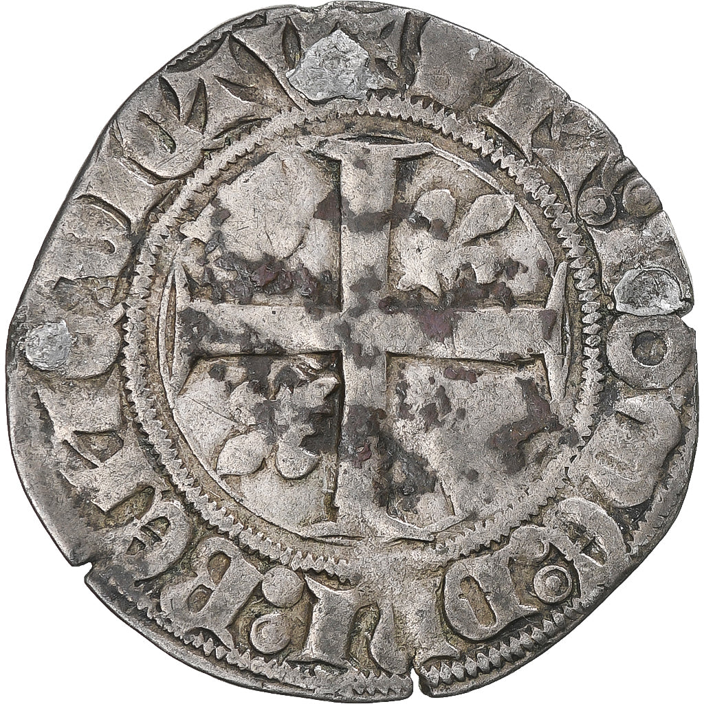 Frankrijk, Charles VI, Blanc Guénar, Saint-Lô, FR+, Billon, Duplessy:377A