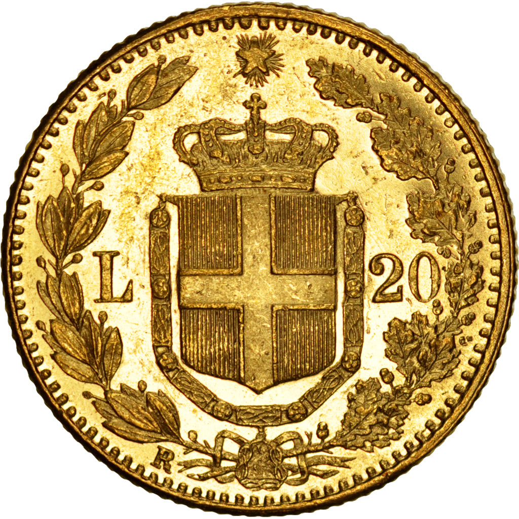 Italie, Umberto I, 20 Lire, 1886 R, Rome, PCGS MS62, KM 21
