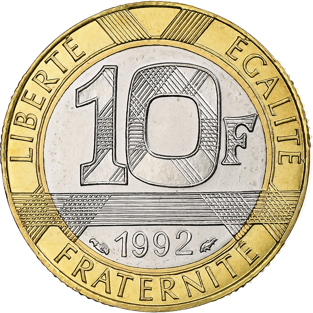 France, Génie, 10 Francs, 1992, Monnaie de Paris, BU, MS(64), Bi-Metallic