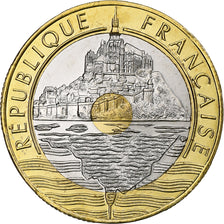 France, Mont Saint Michel, 20 Francs, 1993, Monnaie de Paris, BU, MS(65-70)