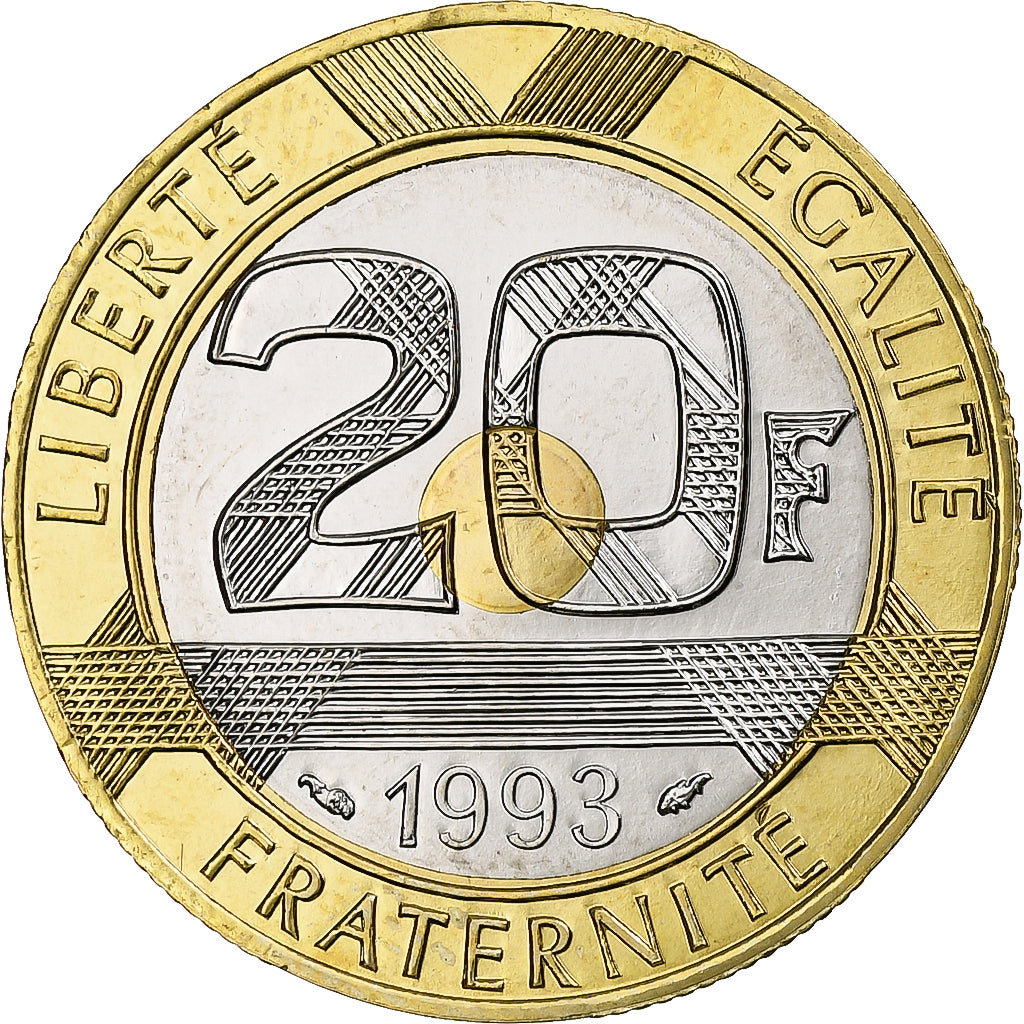 France, Mont Saint Michel, 20 Francs, 1993, Monnaie de Paris, BU, MS(65-70)