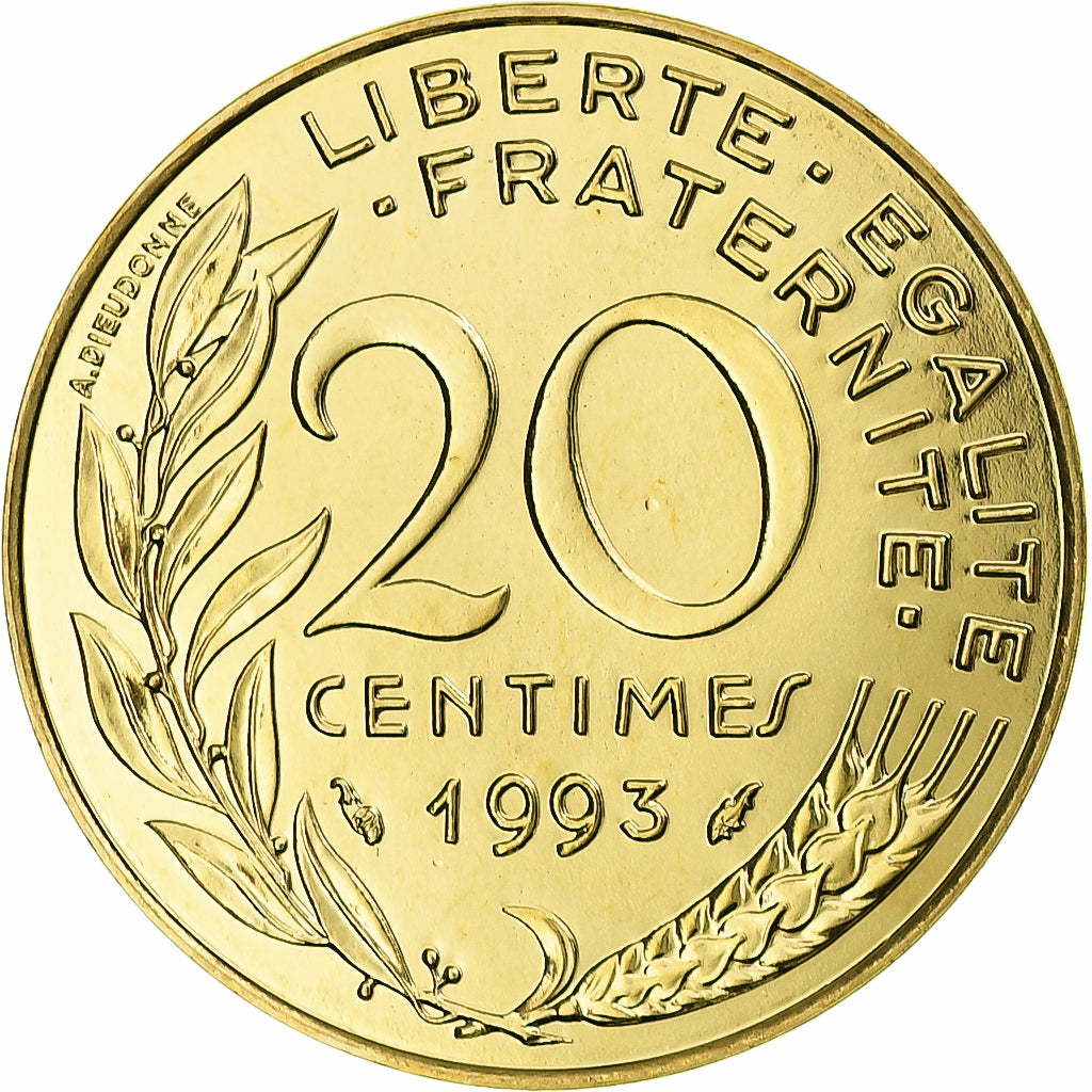 France, Marianne, 20 Centimes, 1993, Monnaie de Paris, BU, MS(65-70)