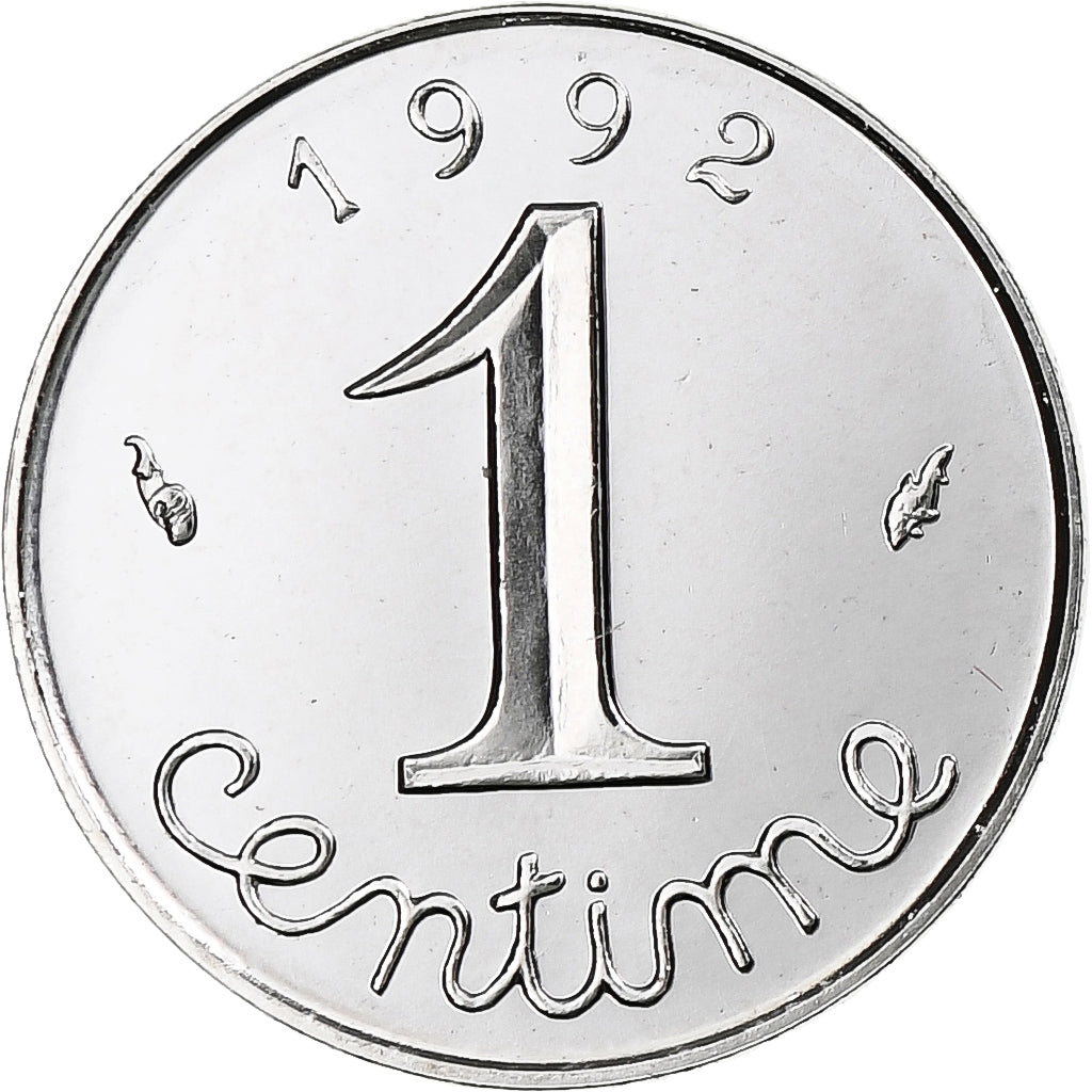 France, Épi, Centime, 1992, Monnaie de Paris, BU, FDC, Acier inoxydable