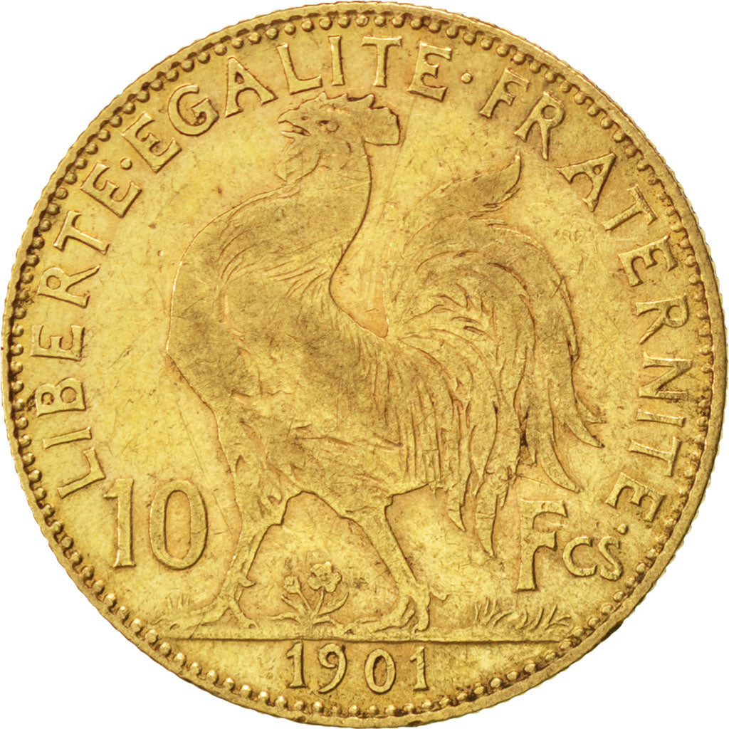 FRANCE, Marianne, 10 Francs, 1901, Paris, KM #846, VF(30-35), Gold, Gadoury...