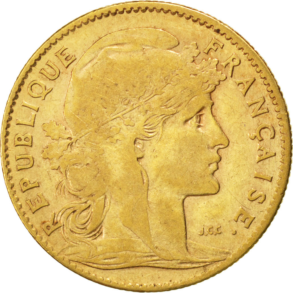 FRANCE, Marianne, 10 Francs, 1905, Paris, KM #846, VF(20-25), Gold, Gadoury...