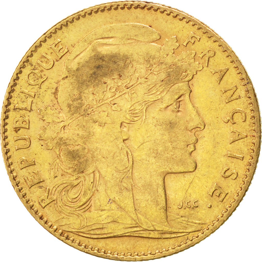 FRANCE, Marianne, 10 Francs, 1906, Paris, KM #846, VF(30-35), Gold, Gadoury...