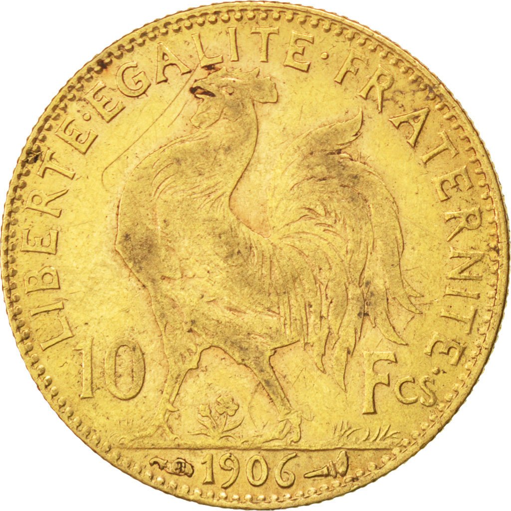 FRANCE, Marianne, 10 Francs, 1906, Paris, KM #846, VF(30-35), Gold, Gadoury...