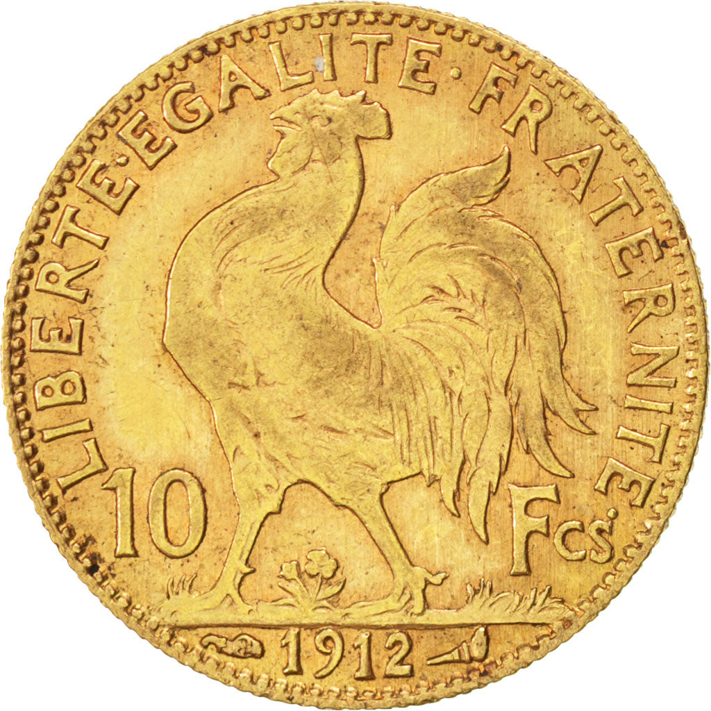 FRANCE, Marianne, 10 Francs, 1912, Paris, KM #846, EF(40-45), Gold, Gadoury...