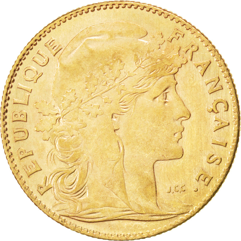 FRANCE, Marianne, 10 Francs, 1912, Paris, KM #846, EF(40-45), Gold, Gadoury...