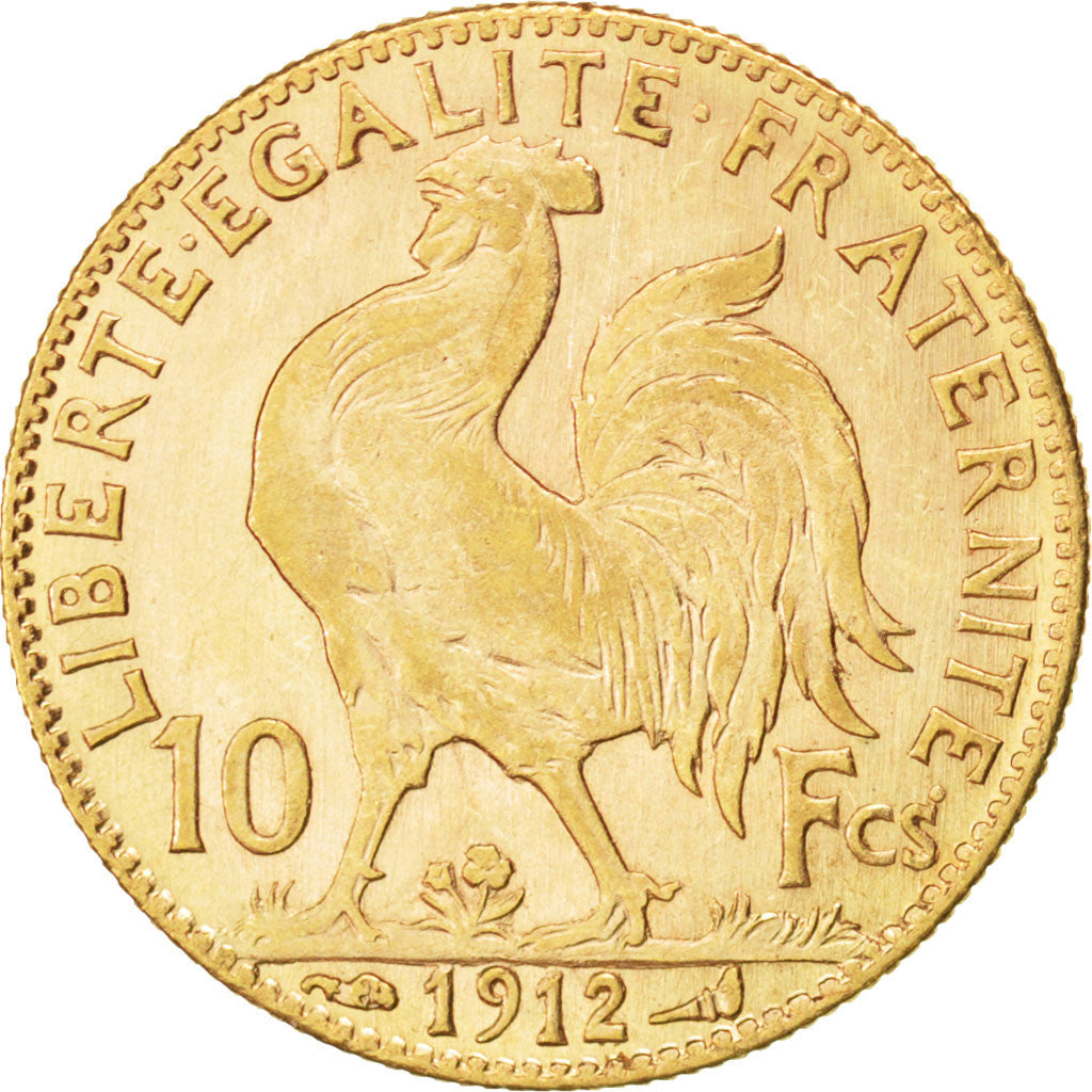 FRANCE, Marianne, 10 Francs, 1912, Paris, KM #846, EF(40-45), Gold, Gadoury...