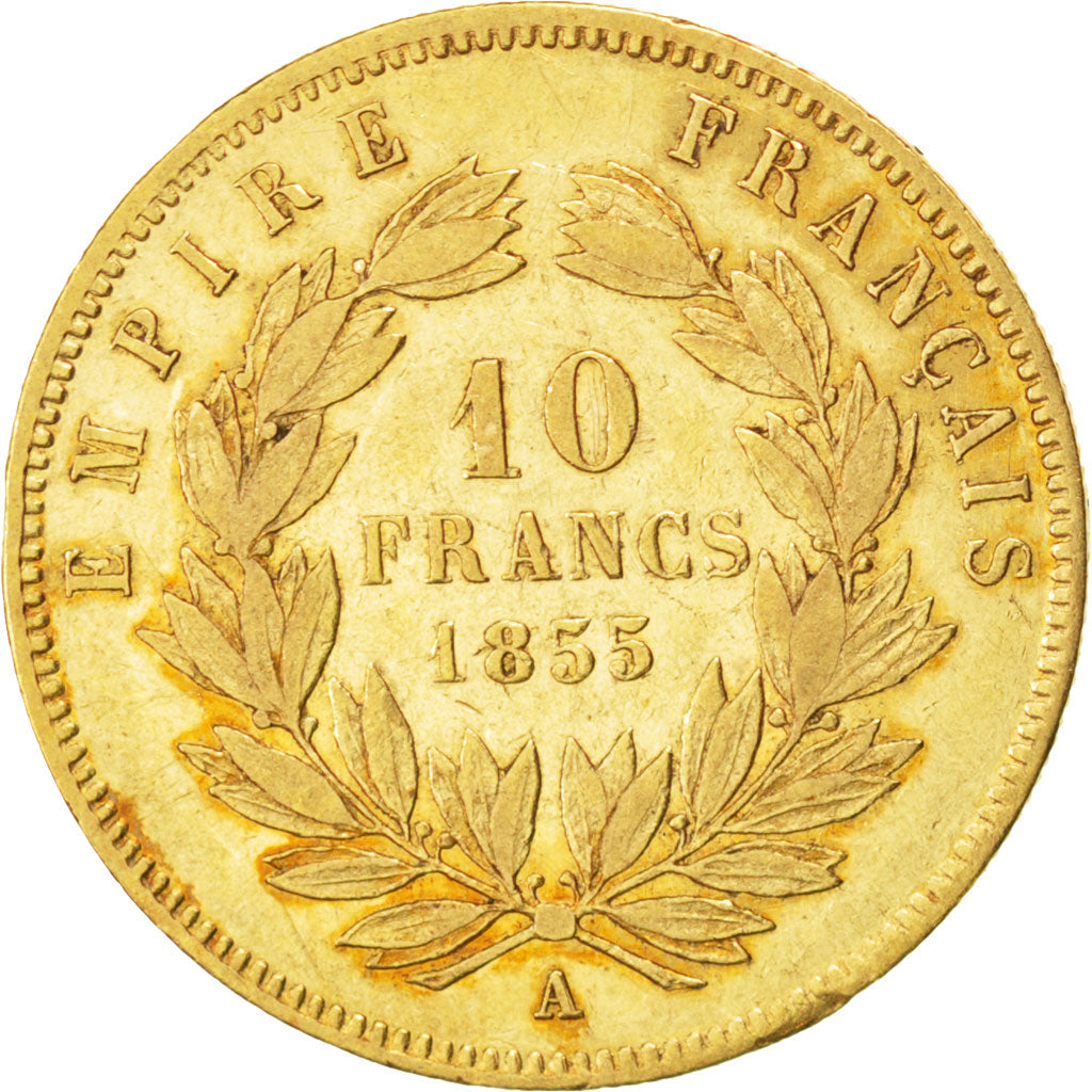 Second Empire, 10 Francs or Napoléon III tête nue, 1855 A, Paris, Gadoury 1014