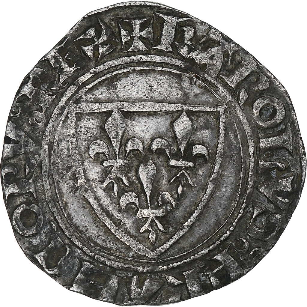 France, Charles VI, Blanc Guénar, Mâcon, Billon, AU(50-53), Duplessy:377