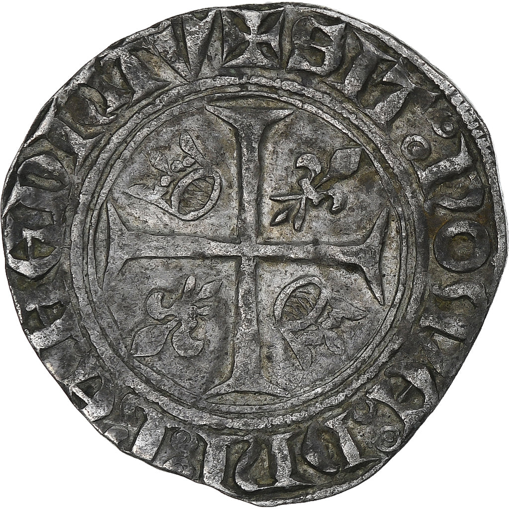 France, Charles VI, Blanc Guénar, Mâcon, Billon, AU(50-53), Duplessy:377