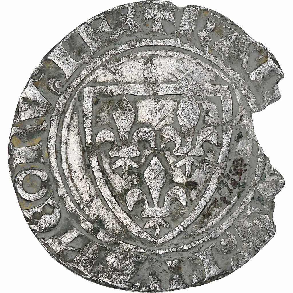 France, Charles VI, Blanc Guénar, Cremieu, Billon, VF(20-25), Duplessy:417