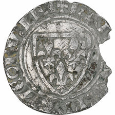 France, Charles VI, Blanc Guénar, Cremieu, Billon, VF(20-25), Duplessy:417