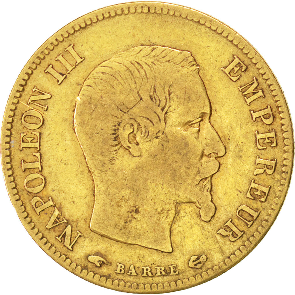 FRANCE, Napoléon III, 10 Francs, 1856, Paris, KM #784.3, VF(20-25), Gold, Gadour