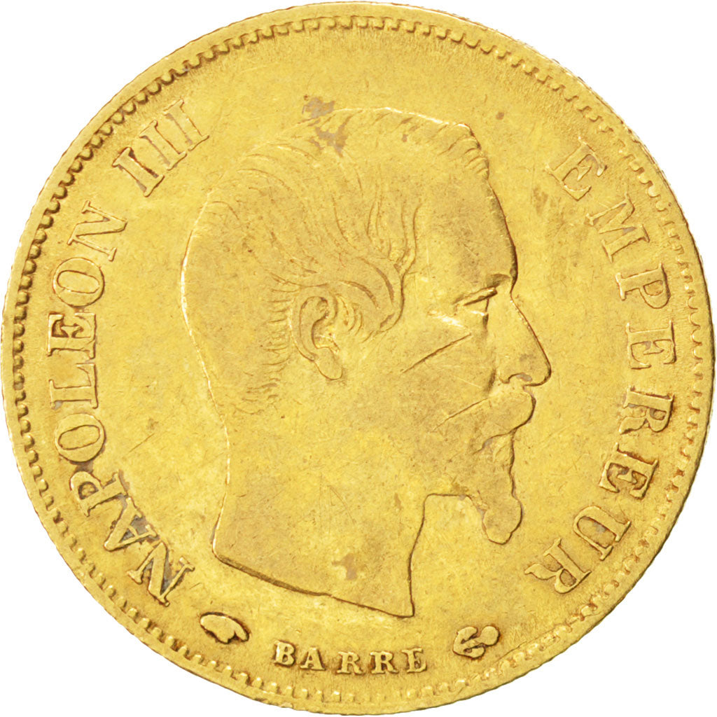 FRANCE, Napoléon III, 10 Francs, 1859, Paris, KM #784.3, VF(20-25), Gold, Gadour