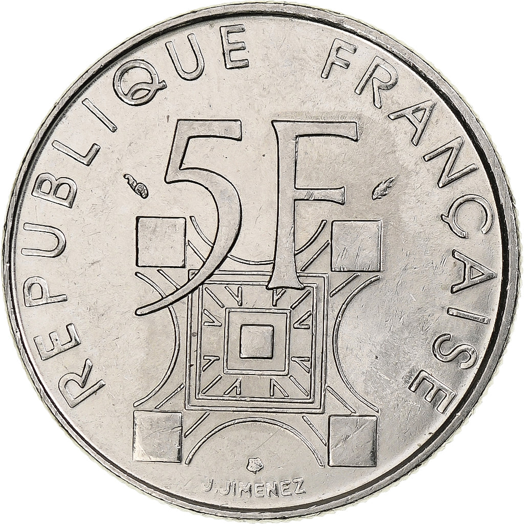 France, Tour Eiffel, 5 Francs, 1989, Monnaie de Paris, AU(50-53), Copper-nickel