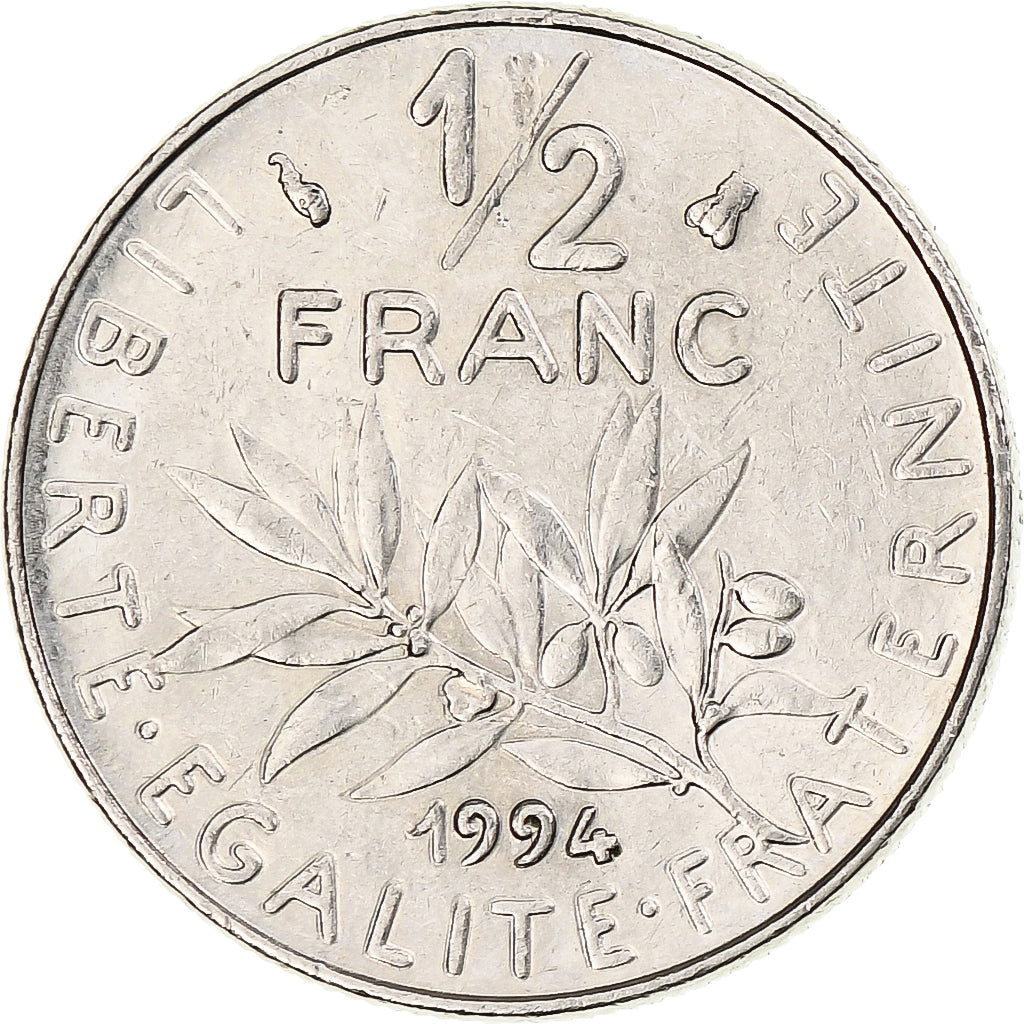 Francia, Semeuse, 1/2 Franc, 1994, Monnaie de Paris, MBC+, Níquel, KM:931.1