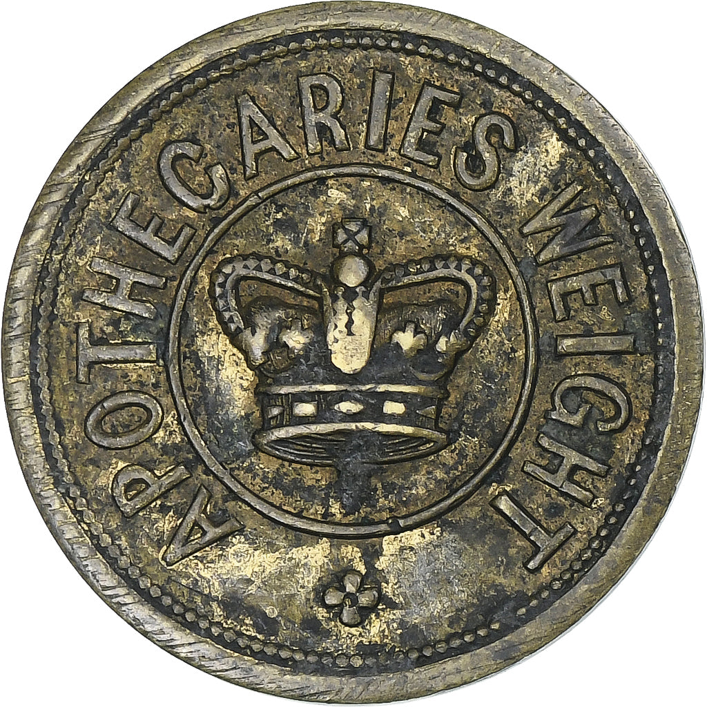 United Kingdom, 2 Drams, 3 IJ, Apothecaries weight, AU(50-53), Brass