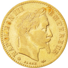Francia, Napoleon III, Napoléon III, 10 Francs, 1864, Paris, MB+, Oro, KM:80...