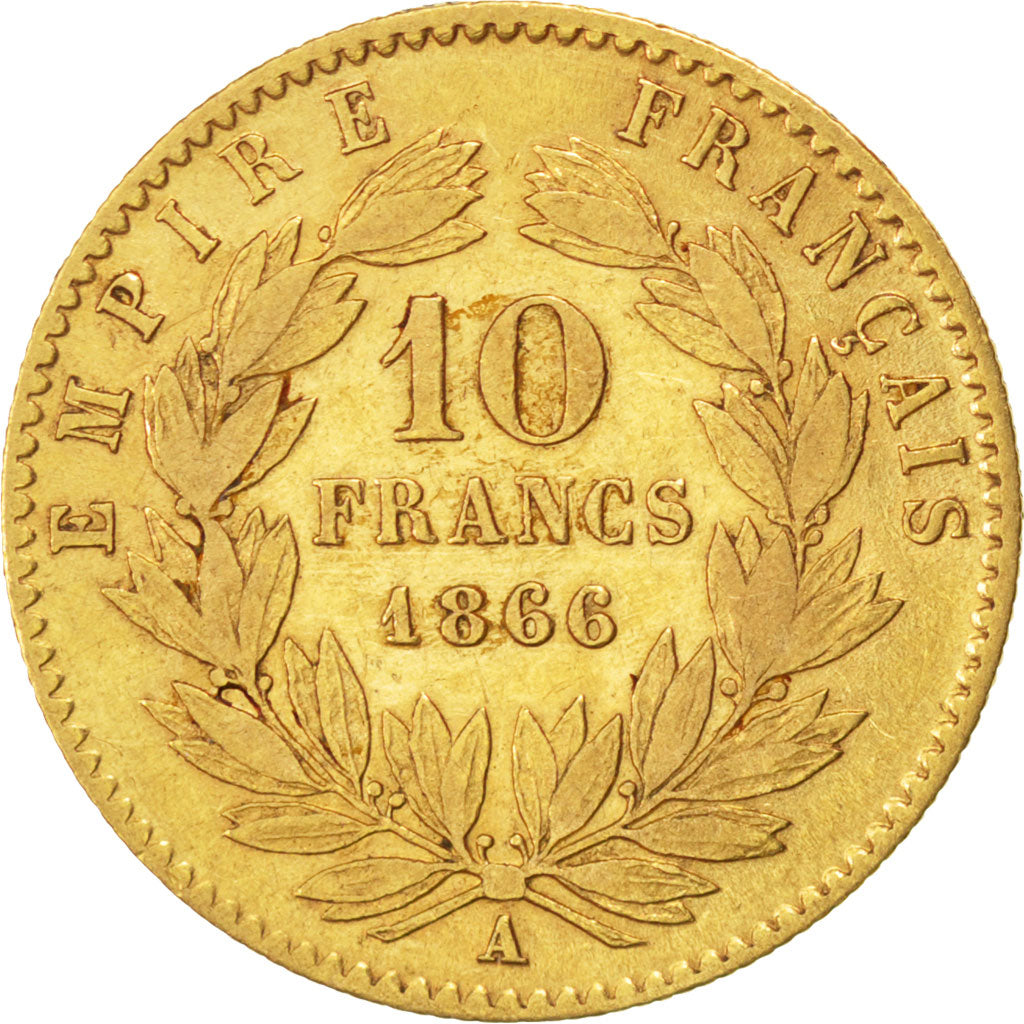 Second Empire, 10 Francs or Napoléon III tête laurée, 1866 A, Paris, Gadoury 101