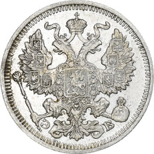Russie, Nicolas II, 20 Kopeks, 1911, Saint-Petersbourg, SUP, Argent, KM:22a.1