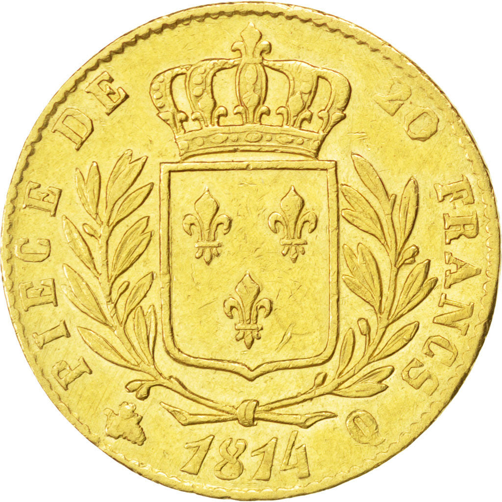 Coin, France, Louis XVIII, Louis XVIII, 20 Francs, 1814, Perpignan, EF(40-45)