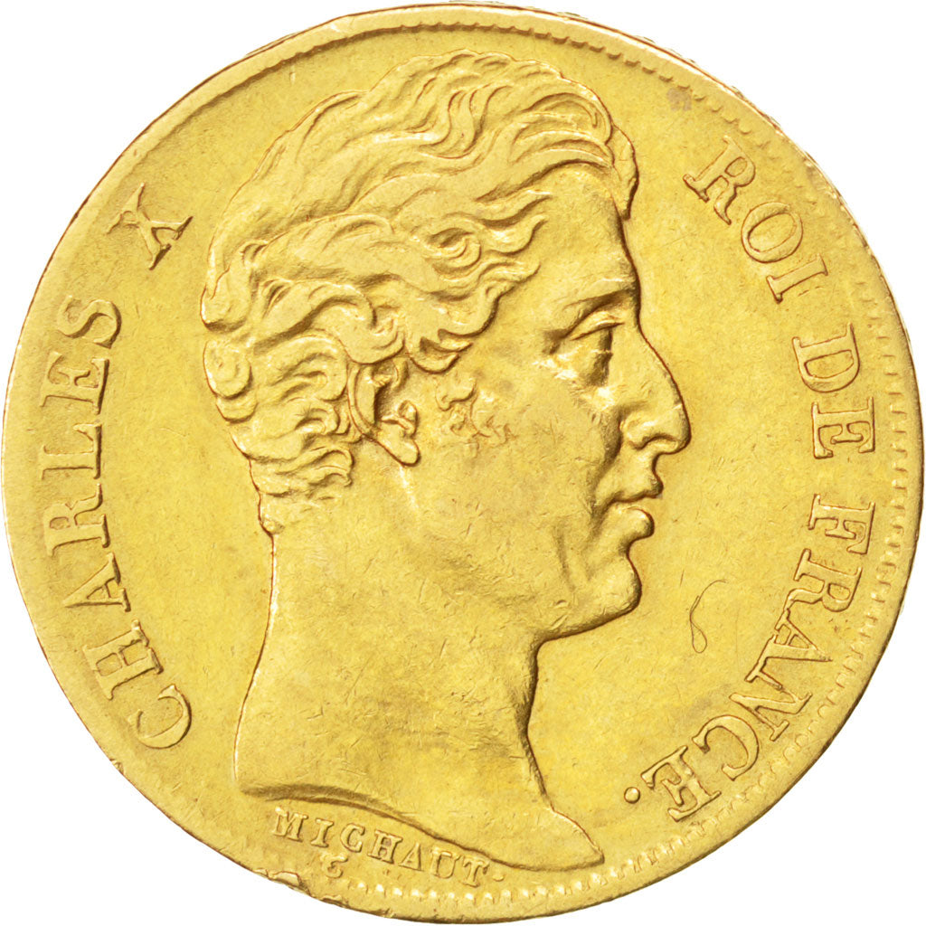 FRANCE, Charles X, 20 Francs, 1829, Paris, KM #726.1, EF(40-45), Gold, Gadoury..