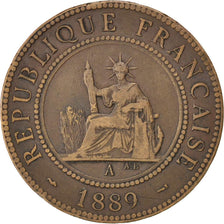 FRENCH INDO-CHINA, Cent, 1889, Paris, KM #1, VF(30-35), Bronze, 31, Lecompte...