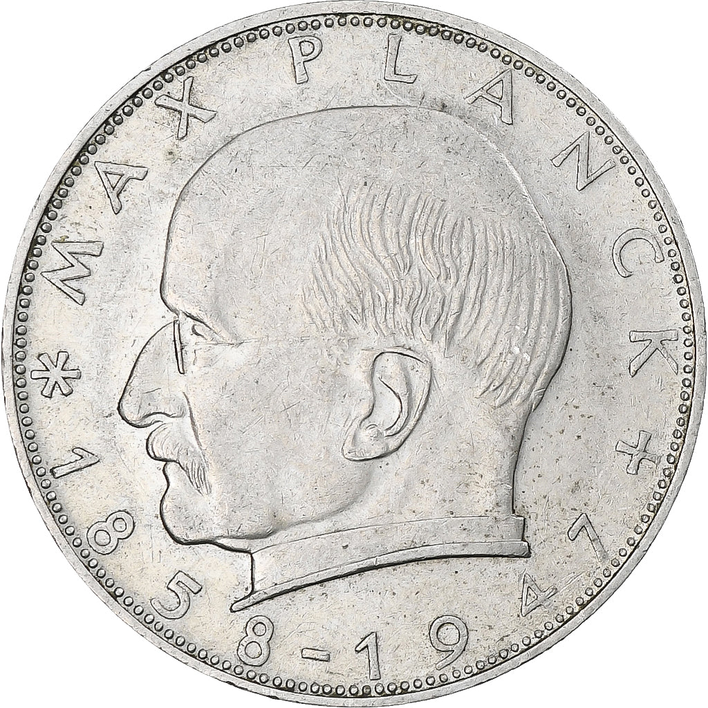 Germany, Max Planck, 2 Mark, 1959, Munich, AU(50-53), Copper-nickel
