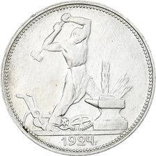 Rusia, Soviet Union, Poltinnik, 50 Kopeks, 1924, Leningrad, ПЛ, MBC+, Plata