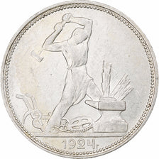 Russia, Soviet Union, Poltinnik, 50 Kopeks, 1924, Leningrad, ПЛ, AU(50-53)
