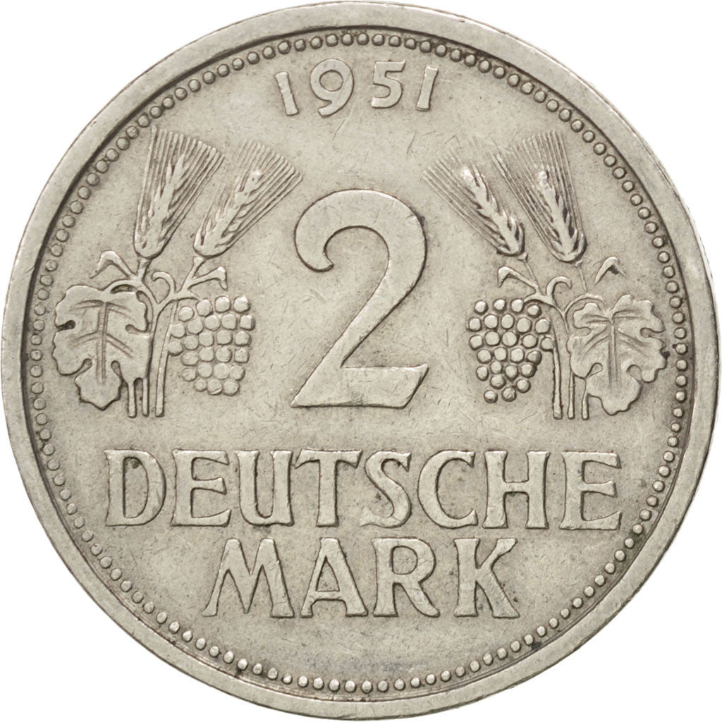 Münze, Bundesrepublik Deutschland, 2 Mark, 1951, Hambourg, SS+, Copper-nickel