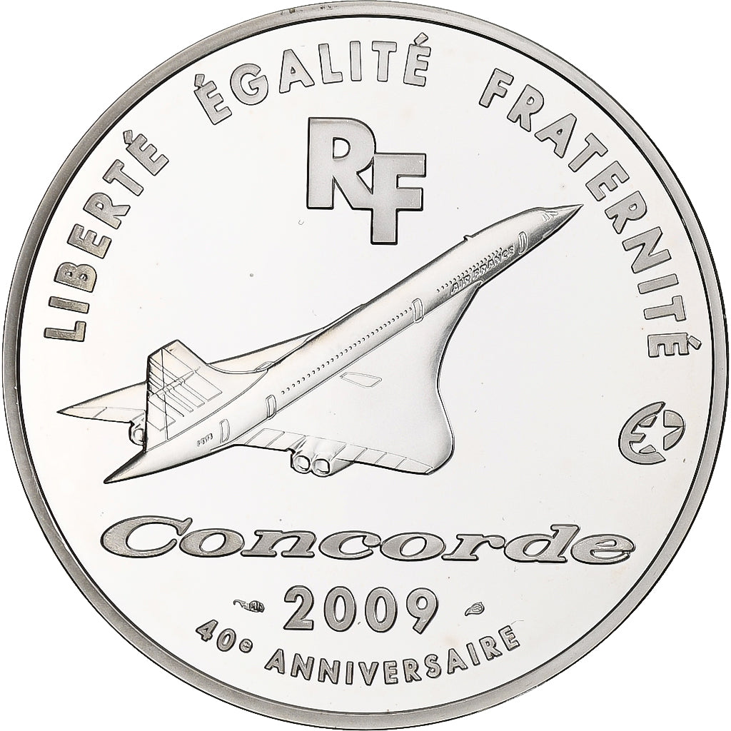 France, 10 Euro, Concorde, 2009, Monnaie de Paris, BE, MS(65-70), Silver