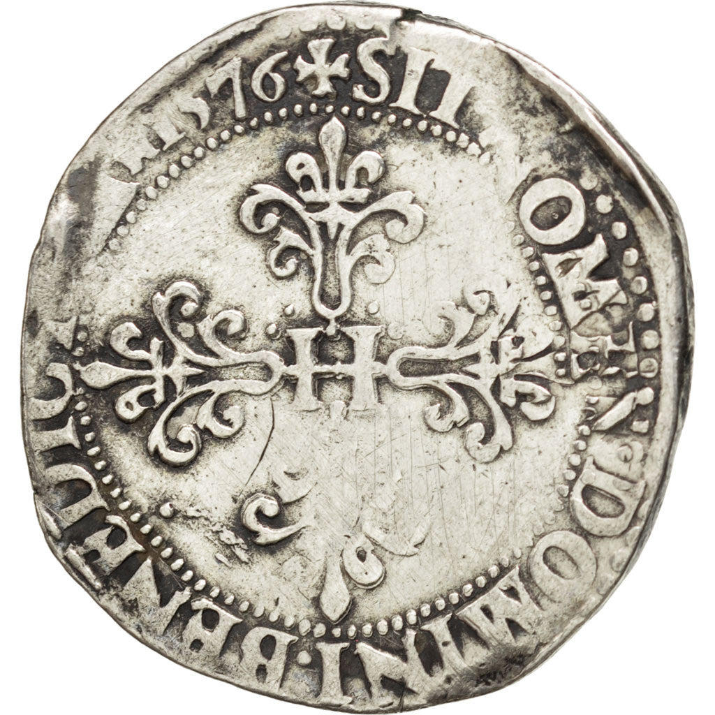 FRANCE, Franc au Col Plat, 1576, Paris, VF(20-25), Silver, Sombart #4714, 13.88