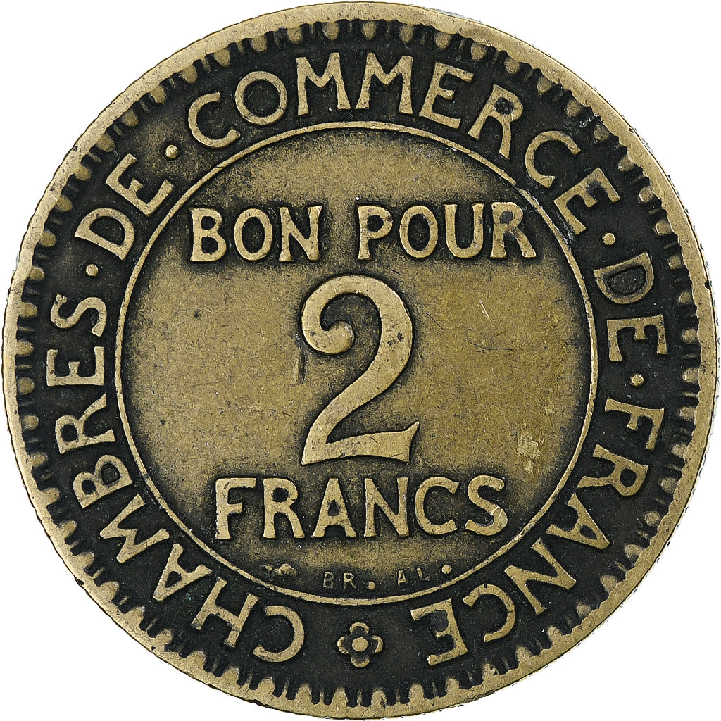 France, Chambre de commerce, 2 Francs, 1920, Paris, VF(30-35), Cupro-Aluminium