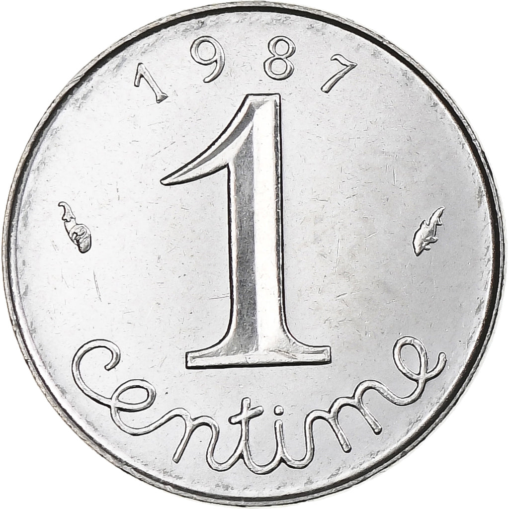 France, Épi, Centime, 1987, Paris, BU, AU(55-58), Stainless Steel, Gadoury:91