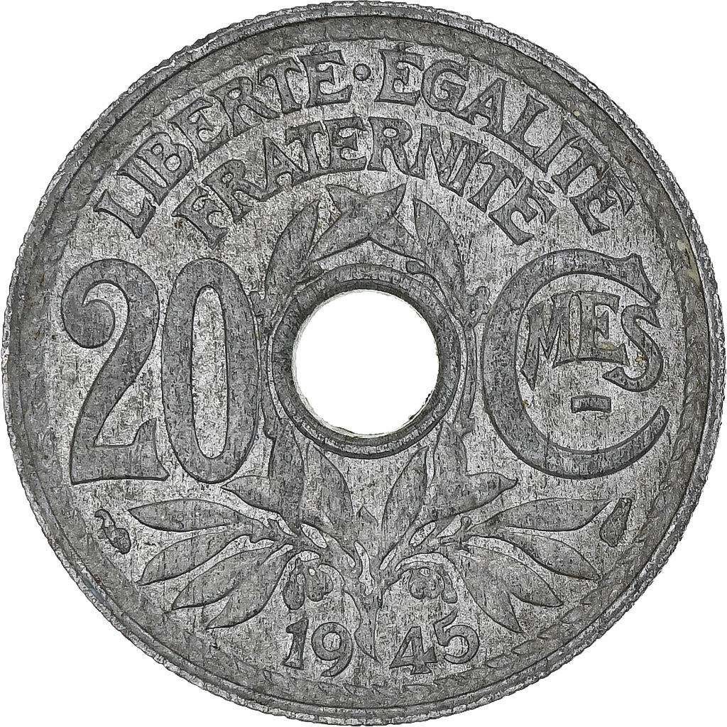 France, Lindauer, 20 Centimes, 1945, Paris, MS(60-62), Zinc, KM:907.1