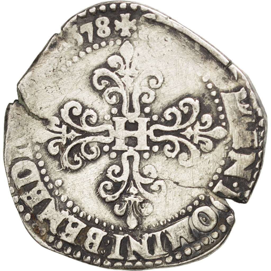 FRANCE, Franc au Col Plat, 1578, Paris, VF(20-25), Silver, Sombart #4714, 13.41
