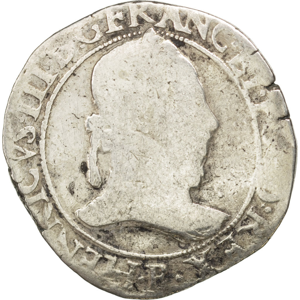 FRANCE, Franc au Col Plat, 1577, Rouen, VG(8-10), Silver, Sombart #4714, 13.70