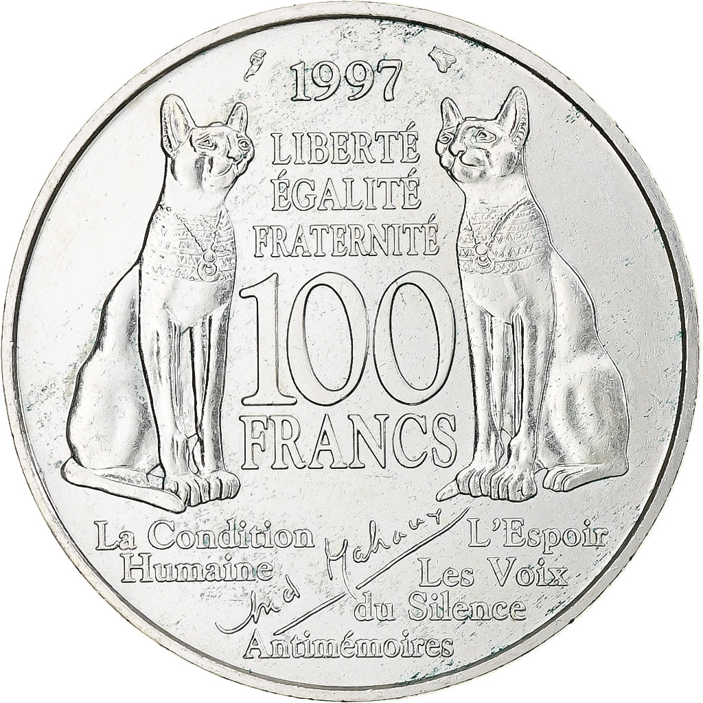 France, André Malraux, 100 Francs, 1997, Monnaie de Paris, AU(55-58), Silver