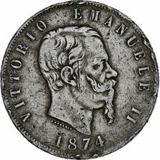 Italy, Vittorio Emanuele II, 5 Lire, 1874, Milan, VF(30-35), Silver, KM:8.3
