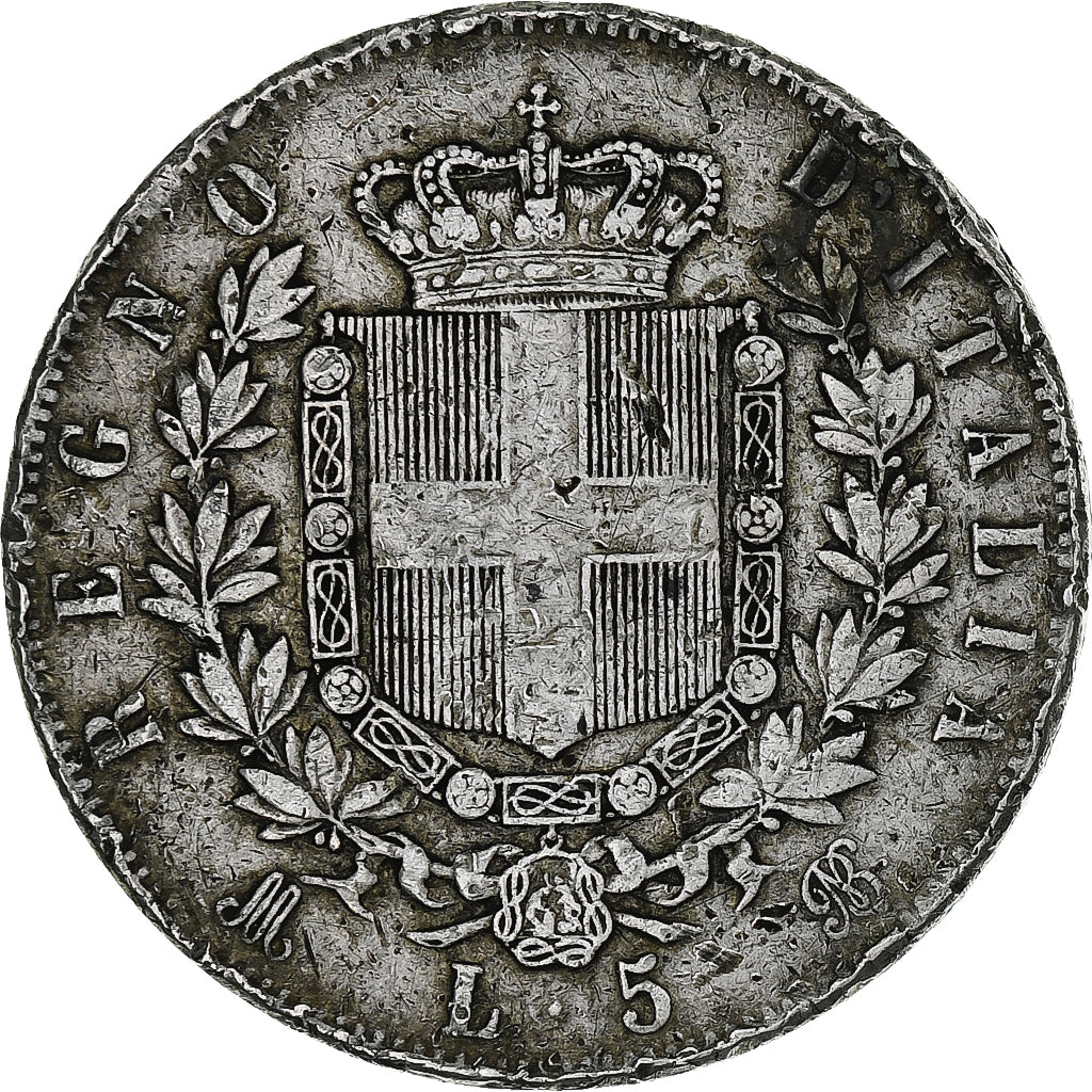 Italy, Vittorio Emanuele II, 5 Lire, 1874, Milan, VF(30-35), Silver, KM:8.3