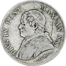 Italy, Papal States, Pius IX, Lira, 1866, Roma, VF(30-35), Silver, KM:1377