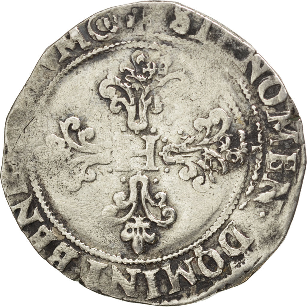 FRANCE, Franc au Col Plat, 1578, Angers, VF(20-25), Silver, Sombart #4714, 13.62