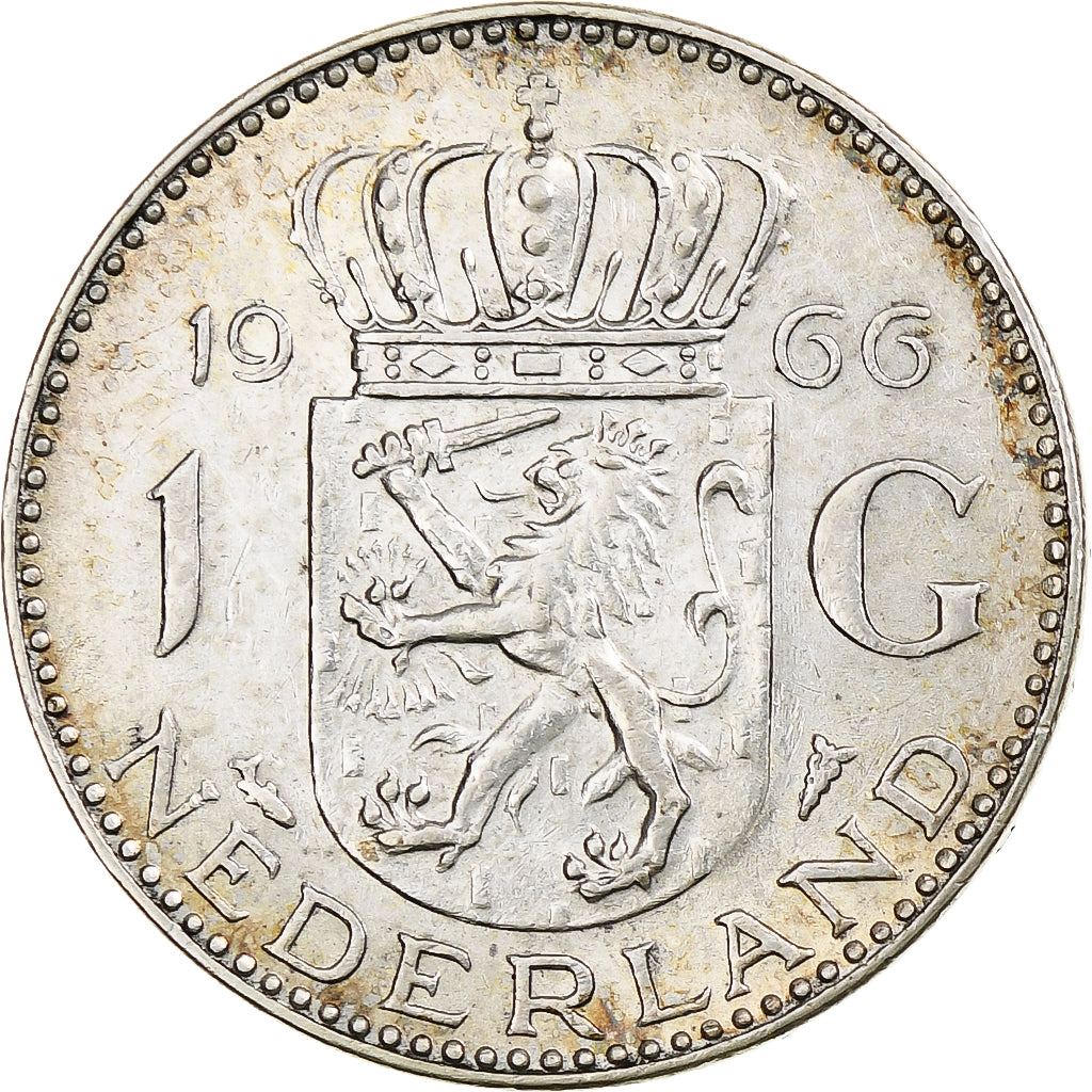 Netherlands, Juliana, Gulden, 1966, Utrecht, AU(55-58), Silver, KM:184