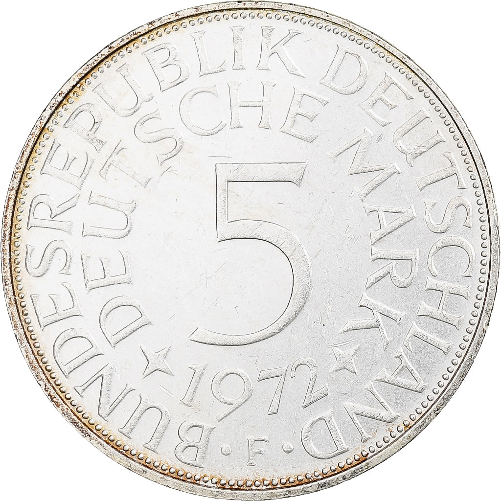 Germania, 5 Mark, 1972, Stuttgart, Type B, SPL-, Argento